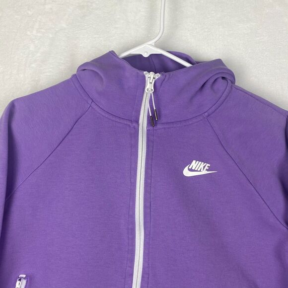 Nike Tech Zip Up Sweater Womens Small Purple Cape Hoodie Swoosh Logo Pockets - Picture 4 of 15